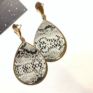 White Snakeskin Tear Drop Earring